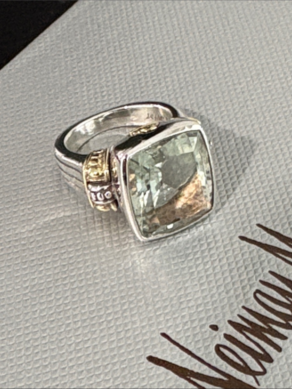 Lagos Ring with light Green Square Gemstone